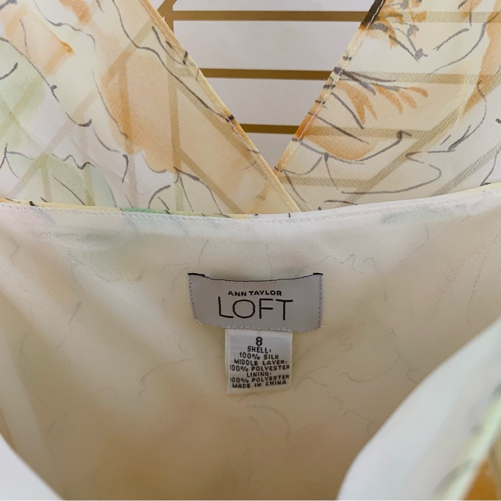 Ann Taylor Loft 100% Silk Floral Sleeveless Midi Swing Dress v neck flowers 8 - Picture 6 of 10